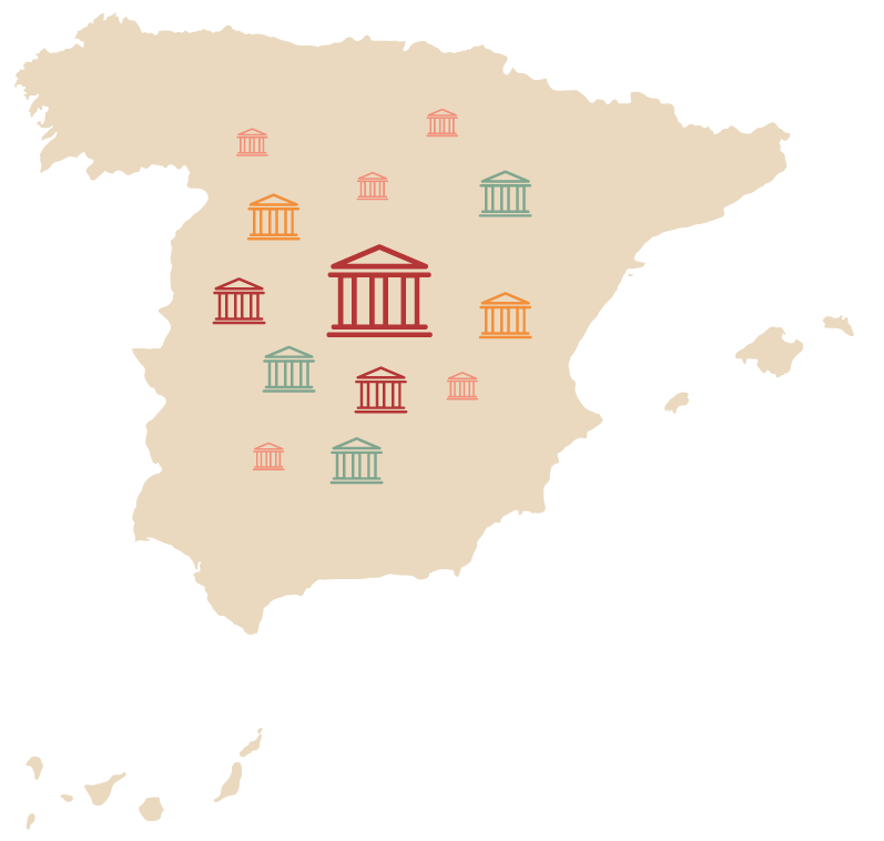 Mapa de España representativo de la concentración de las entidades bancarias